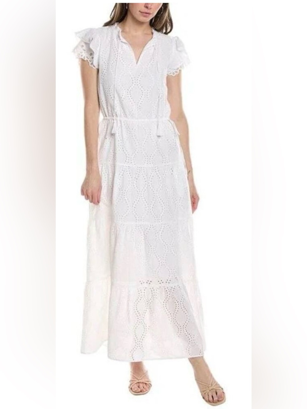 J. McLaughlin ELANA White Eyelet Layered Maxi Dress      Size: XS